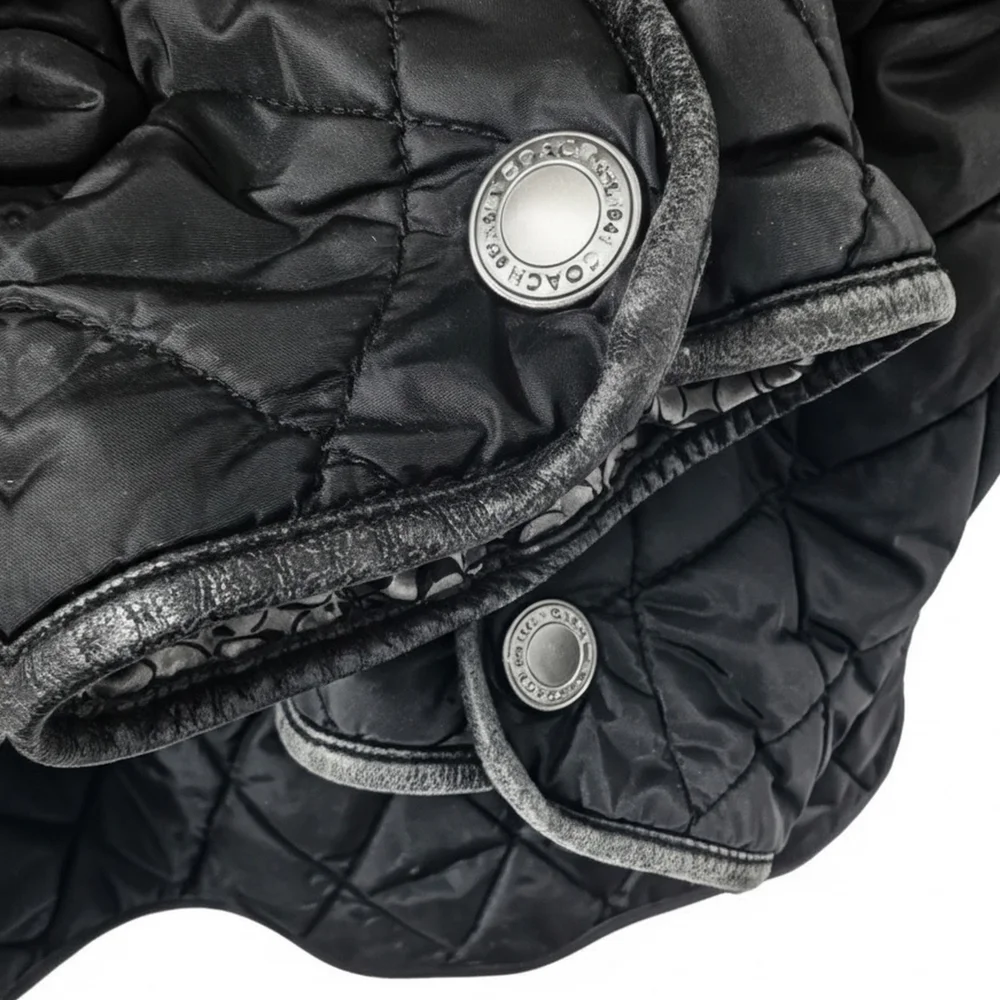Coach Black Quilted Barn Jacket with Leather Trim | Women's S